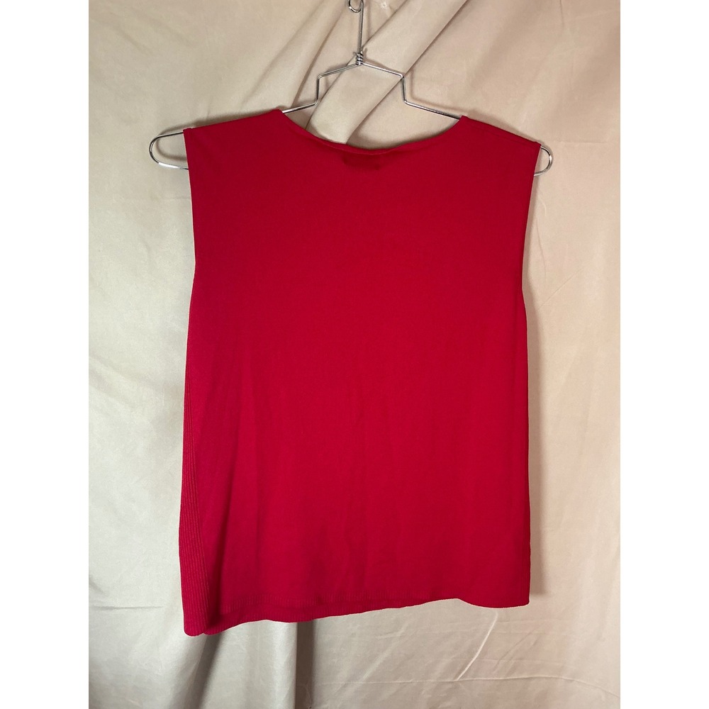Finity Woman Sweater Tank Womens 2X Red Excellent Sleeveless Ribbed Side Panels - Picture 8 of 9
